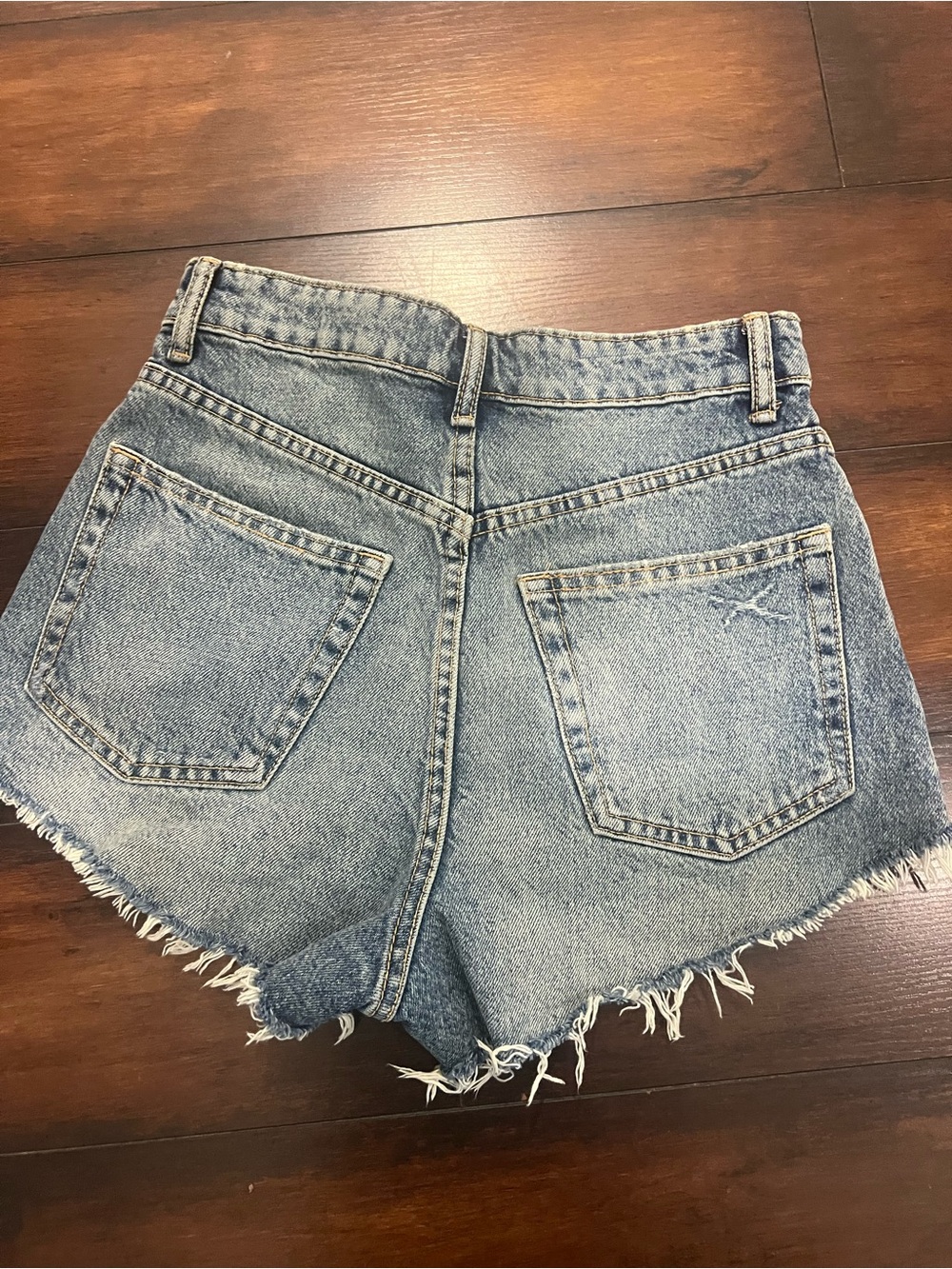 Zara Light Blue Distressed High-Rise Jean Shorts - Picture 2 of 3